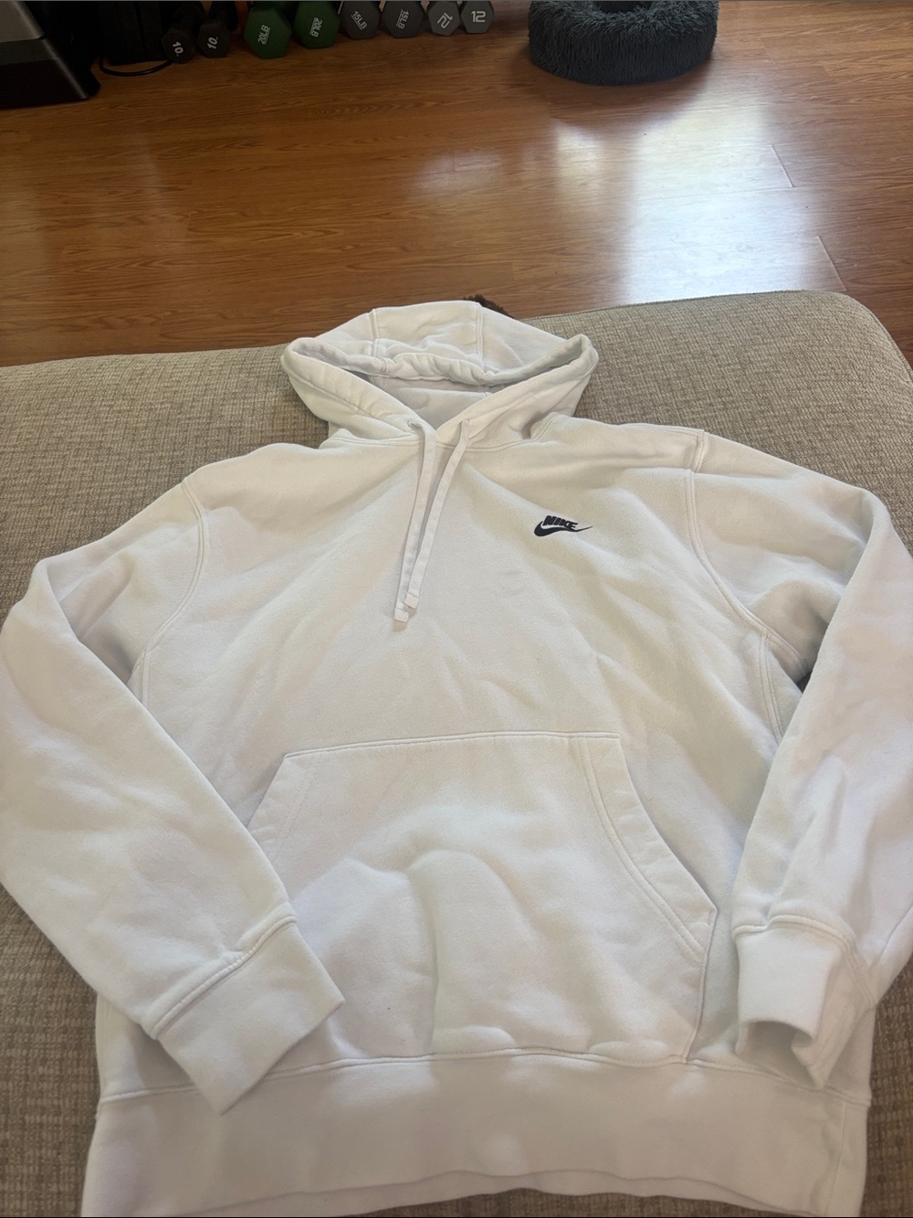 Nike White Pullover Hoodie with Black Swoosh